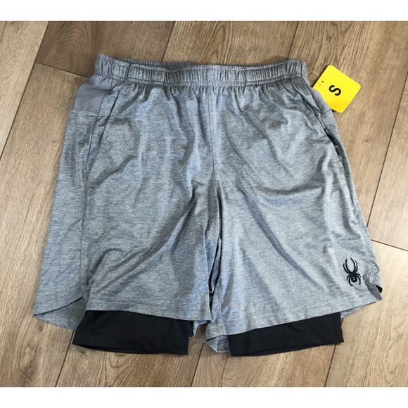 NWT Spyder Active Men's Performance Proweb Stretch Shorts Light Gray Small Sport - Picture 1 of 7